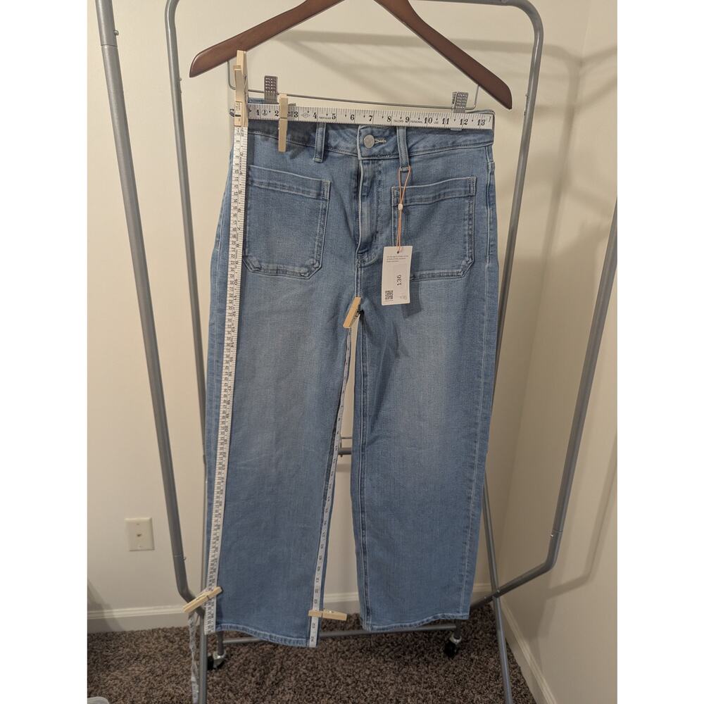 Quince Bella Stretch Patch Pocket Wide Leg Jeans Frosted Blue NWT Size 28 - Picture 5 of 6
